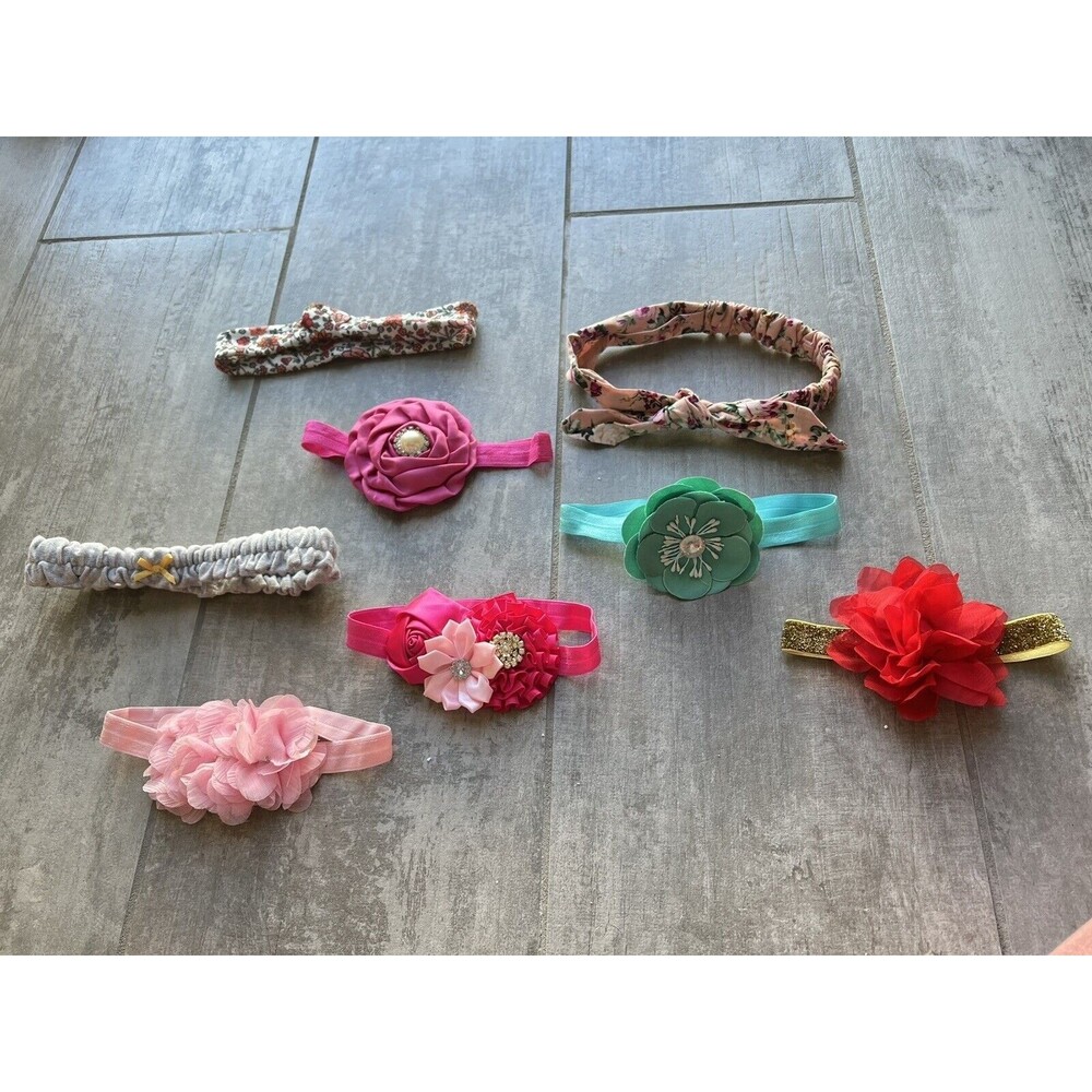 Infant Baby Newborn Toddler Girls Headbands Lot of 8 Multi Colors Flowers CUTE